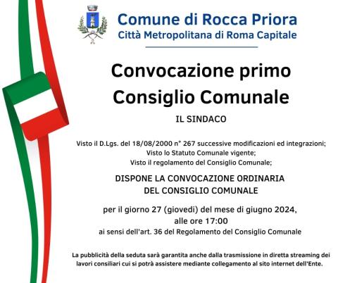 Convocazione primo Consiglio Comunale 27.06.2024 Convocazione primo Consiglio Comunale 27.06.2024