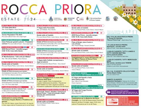 Calendario Rocca Priora Estate 2024